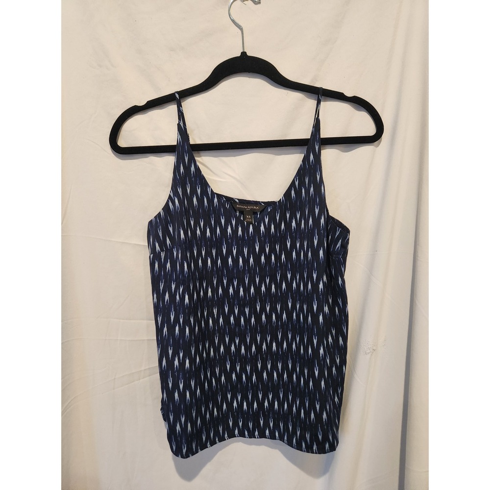 Banana Republic Blue Ikat Print Camisole V-Neck Adjustable Strap Top XS 866300